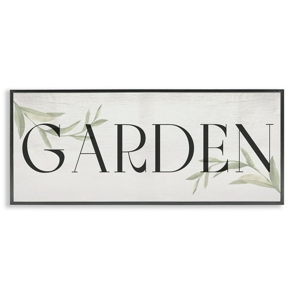 Stupell Industries Garden with Plant Sprigs Plants & Flowers Painting Black Framed Art Print Wall Art, 24 x 10