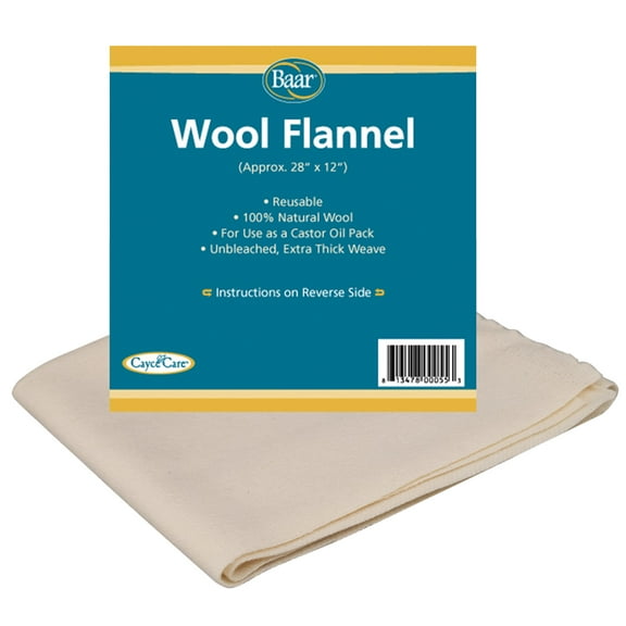 100% Wool Flannel For Castor Oil Packs 28" x 12"