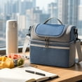 thumbnail image 5 of Portable Lunch Cooler Bag Insulated Lunch Box Tote With Strap Handle Thermal Food Storage Organizer Office Travel Picnic Camping Outdoor Reusable Meal Carrier Storage Bag, 5 of 7