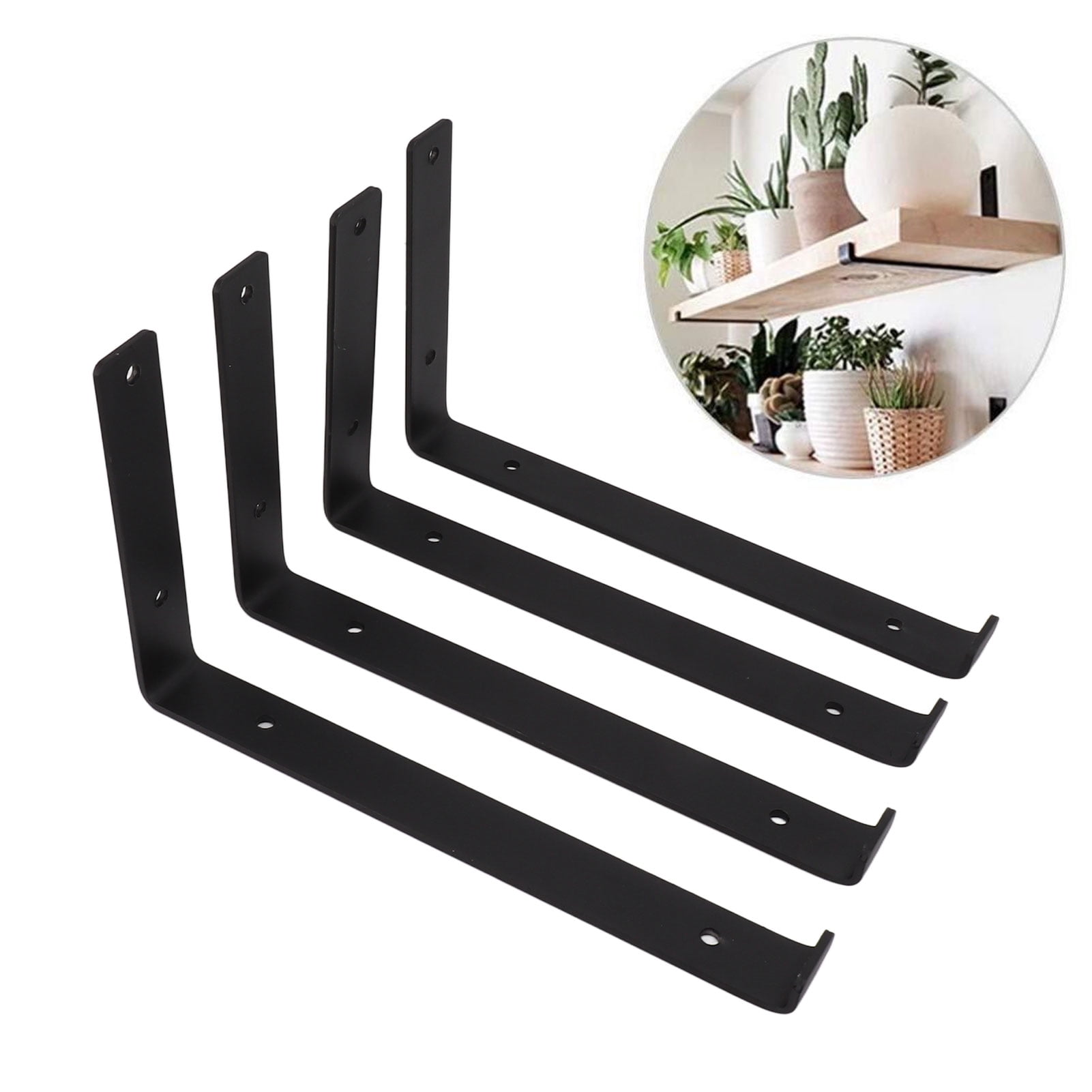 M Buder 4Pcs 9.8in L Shelf Brackets Heavy Duty Metal Hardware Easy Installation Strong Load Bearing Floating Wall L Brackets for Home Office Garage Organization - 9.8 inches / 25 cm