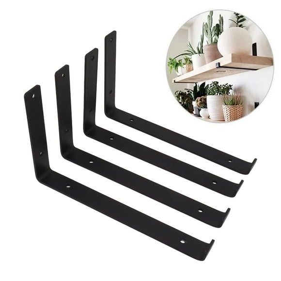 TOPINCN 4Pcs Metal L Shelf Brackets, Heavy Duty Shelf Support Bracket Strong Load Bearing Metal Brackets for Family Office Garage