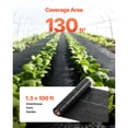 thumbnail image 3 of KFFKFF Durable Weed Barrier Fabric, 1.3x100FT 3.2oz Landscape Fabric, Woven Weed Control Ground Cover, Garden Weed Blocker, Geotextile Gardening Mat, Black, 3 of 9