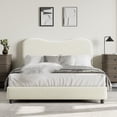 thumbnail image 1 of Qinaqin Senfot Boucle Cama Frame con Upholstered cm de Alturaeadboard Suave Low Profile Robusto Platform Rounded Corners Profundidadsign; Resistente Profundidad Madera Slats Noise, 1 of 7