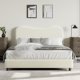 thumbnail image 1 of Senfot bouclé marco cama con forrado cabecero soft low-profile sturdy cama plataforma con rounded corners design; heavy-duty madera slats noise-free no necesita colchón base queen size, 1 of 7