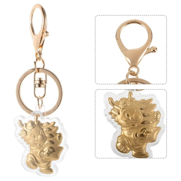 FOMIYES 5Pcs Golden Metal Dragon Keychain Pendant Bag Accessory For Men And Women