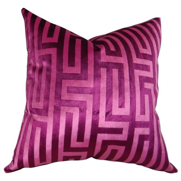 Cesire Velvet Maze Handmade Double Sided Throw Pillow, Fuchsia - 24 x 24 in.