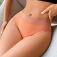 thumbnail image 4 of vigerkar Women's Seamless -Lifting Panties - Mid-Rise Full Coverage Underwear with Color-Block Design & Tummy Control Orange, M, 4 of 6