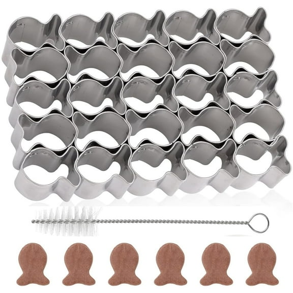 Goldfish Shape Cookie Cutter,Stainless Steel Gold Fish Cracker Cookie Cutter,Small Animal Biscuit Cutters Molds,Tiny Treats Baking Tool,with Cleaning Brush,for Home Kitchen 25 Grids