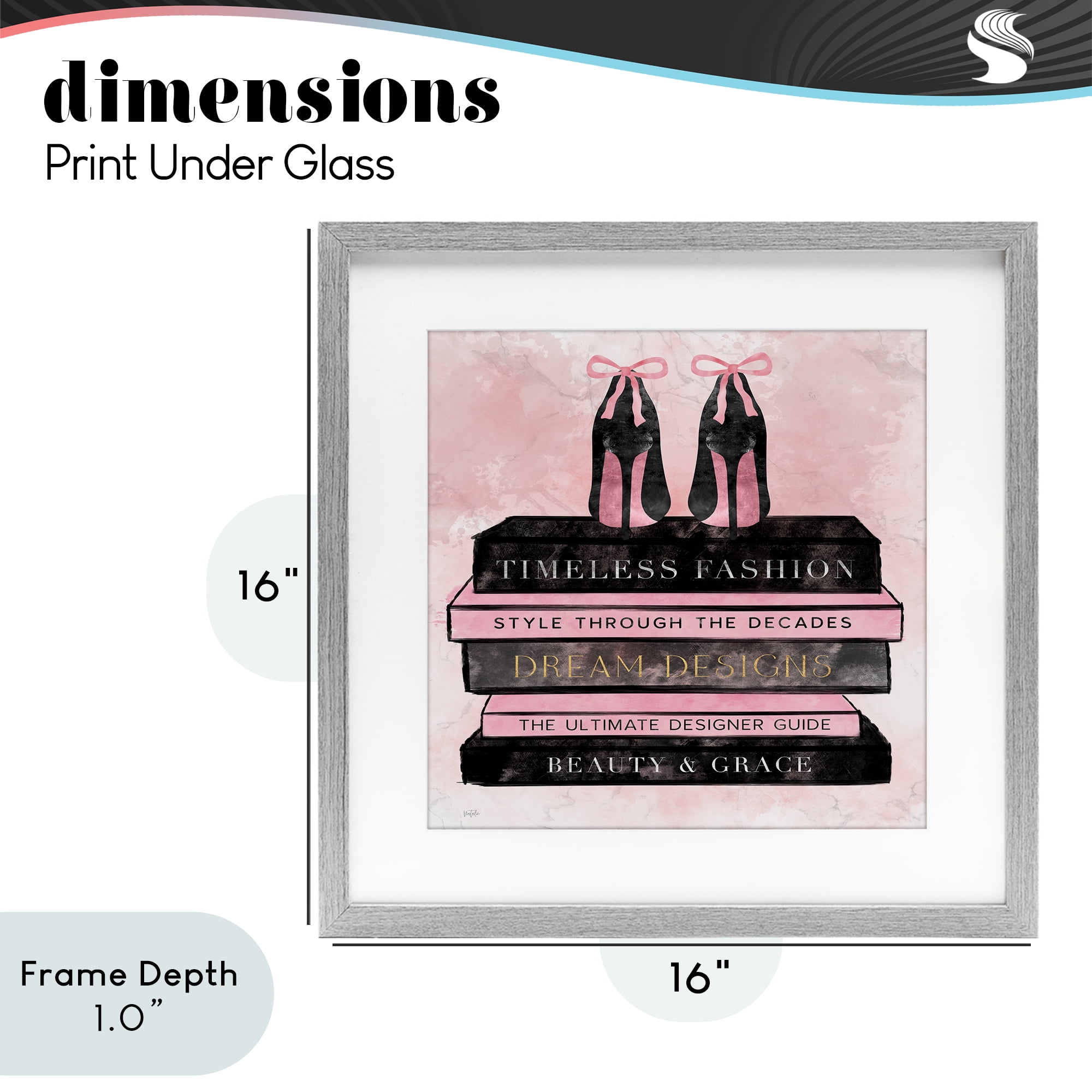 Stupell Industries Blush Fashion Book Stack Gray Framed Print Under Glass, design by Natalie Carpentieri