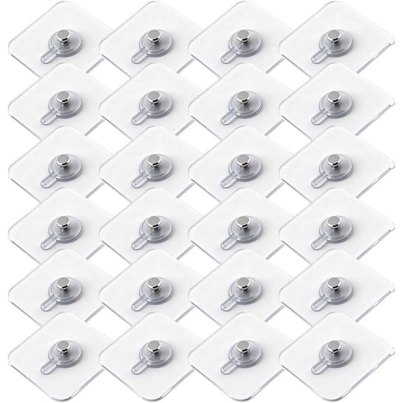 Adhesive Picture Hooks Heavy Duty Wall Hangers, No Drill Nail Free Sticky Hooks, 20 lbs Capacity Waterproof Transparent Hooks for Frames, Bathroom, Kitchen(RL 2.36×2.36 Inch 24 PCS)