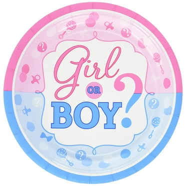 Amscan Tableware Collection, Girl or Boy Round Plates Party Supplies, 7", Multicolor