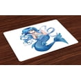 thumbnail image 1 of Ambesonne Anime Place Mats Set of 4, Manga Style Pisces Girl, Standard Size, Blue and White, 1 of 4