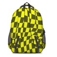 thumbnail image 3 of Yellow and Black Wavy Checkered Backpack for School, Cute School Bag with Adjustable Shoulder Straps and Padded Back, 16.9"x12.6"x5.9", 3 of 5