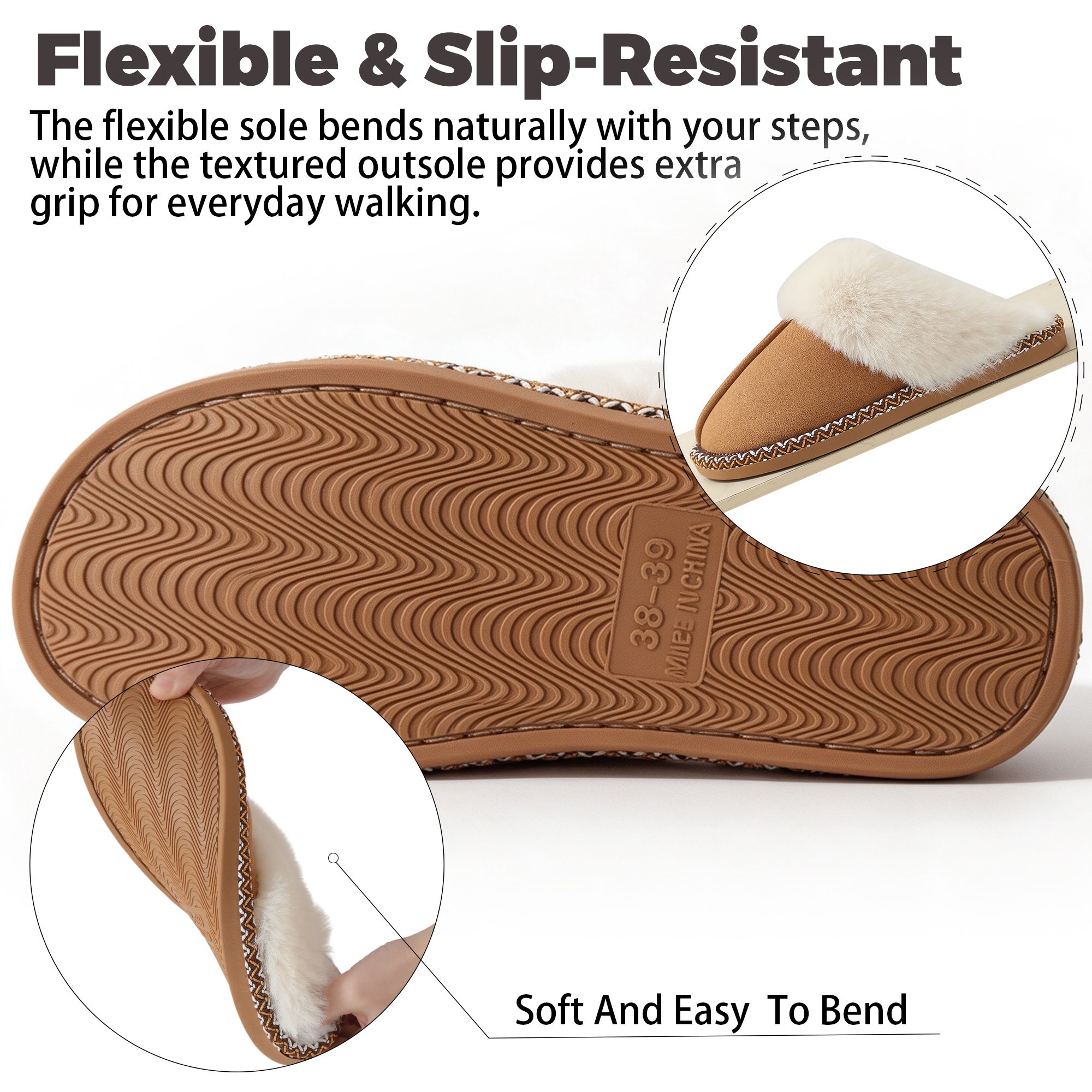 BERANMEY Women's Fuzzy Memory Foam Slippers photo 5