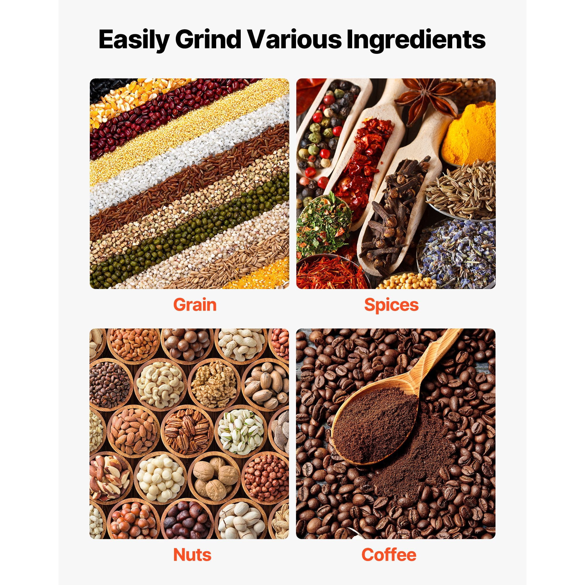 Manual Grain Mill with Low Hopper, Cast Iron, Adjustable Fineness, Table Clamp, for Grains Corn Coffee Beans Spices