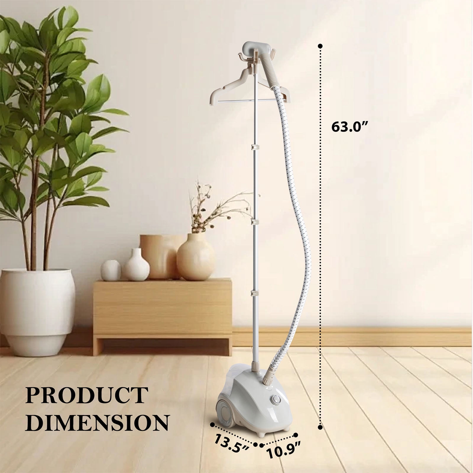 Casabay Standing Garment Steamer for Clothes, 1500W Steam Ironing Machine with Wheels, Adjustable Telescopic Stand & 1.7L Water Tank, Light Gray