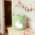 thumbnail image 6 of Easter Egg Basket, Blue Gingham Polyester Storage Basket with Bunny Design, Egg Hunt & Holiday Home Decor, 6 of 6