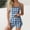 Blue, variant on Women Pajama Set Sleeveless Cami Top and Shorts Soft Cotton Sleepwear Plaid Lounge Set Summer Nightwear Pjs