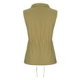 thumbnail image 7 of IROINNID Women's Sleeveless Zip Up Jacket Turndown Lapel Short Cover-up Lightweight Stretchy Drawstring Jacket Vest With Zipper, Khaki, 7 of 7