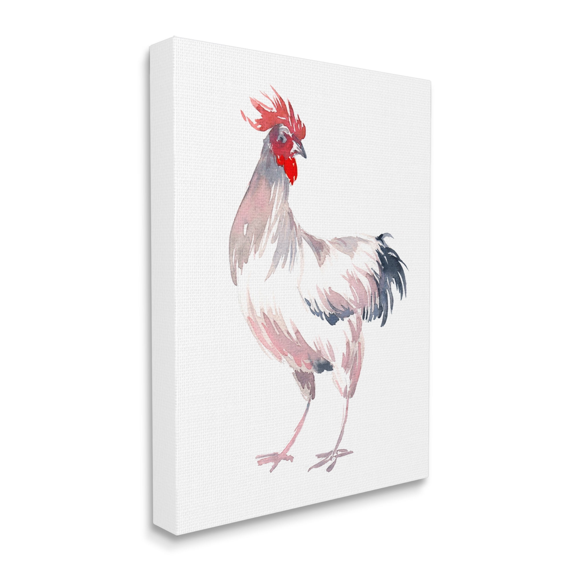 Stupell Industries White Rooster Portrait Animals & Insects Painting Gallery Wrapped Canvas Print Wall Art, 16 x 20