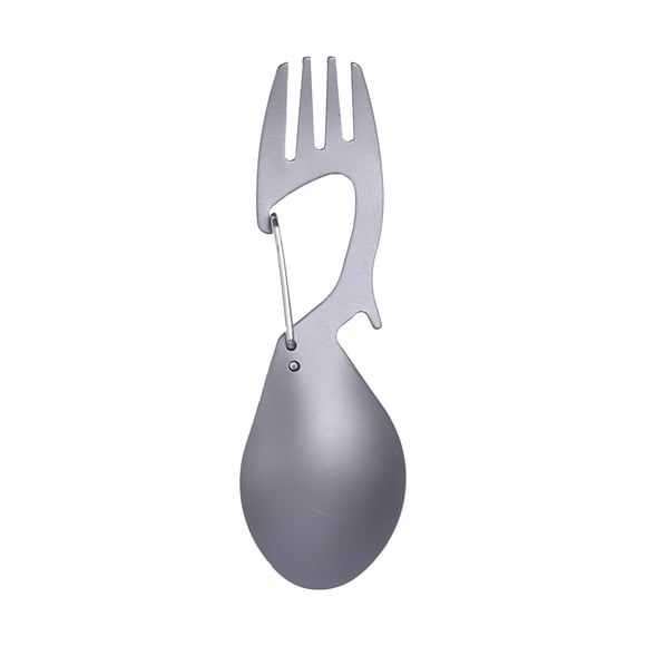 Cuchara-tenedor de titanio para acampada, utensilio funcional con tenedor y cuchara ligeros para