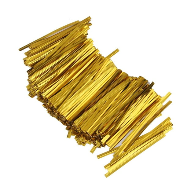 Paquete de 800 Corbatas Decorativas de Alambre Metálico para Bolsas de Y Dulces Oro