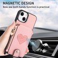 thumbnail image 6 of Feishell Crossbody Phone Case for Apple iPhone 14 Plus,Heart Pattern PU Leather Zipper Pocket & Card Slots Shockproof Kickstand Phone Case with Adjustable Shoulder Strap,Pink, 6 of 12
