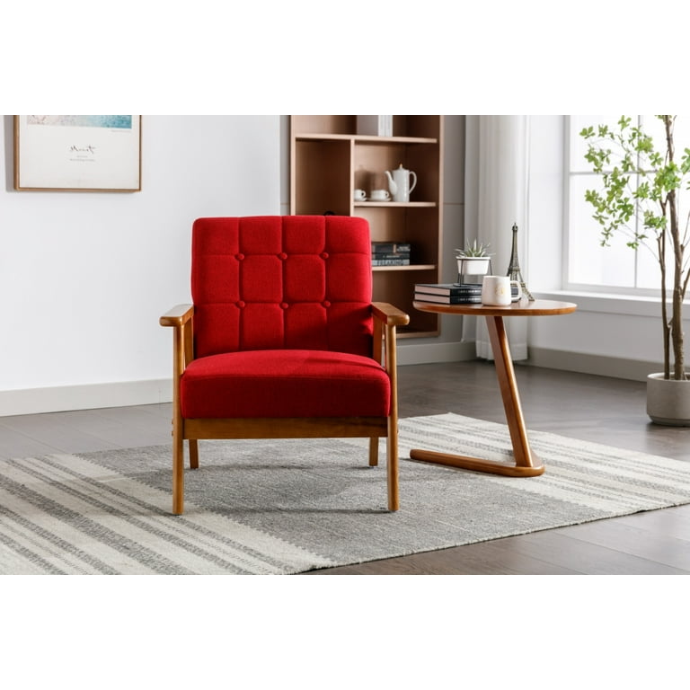 Mid-Century Modern Accent Lounge Chair, Linen Office Reception