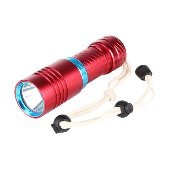 Diving Flashlight Waterproof Portable Emergencies High Bright Flashing Hand Torch for Riding Camping Fishing Dive Red Blue Ring