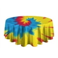 thumbnail image 5 of Colorful Rainbow Tie Dye Spiral Pattern Round Tablecloth 60"x60",Wrinkle Wipeable Table Cloth for Kitchen Dining Room Picnic Patio Party, 5 of 6