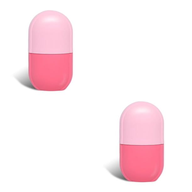 Inteprter Molde de rodillo antiarrugas para reducir los poros faciales, reparación de quemaduras solares, molde reutilizable para hielo, Rosado 2Conjunto