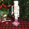 thumbnail image 5 of 12" Pink Nutcracker Figure w/ White Sword – Traditional hand painted wooden Christmas Decorations in modern décor colors. New! Sassy pink and white embellished with Pink Glitter & Rhinestones accents., 5 of 6
