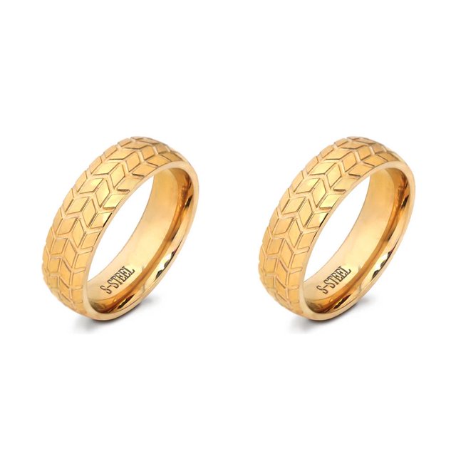 Jumpingount Anillo de carburo para boda, accesorios de joyería colgante biselado, artesanía de moda, anillos de acero, suministros de compromiso, Oro Tipo 10 2piezas