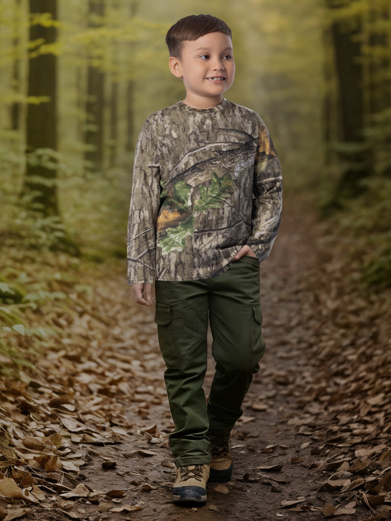 Mossy Oak Youth Hunting Camo Long Sleeve T-Shirt, Size XS-XL