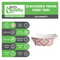 thumbnail image 2 of [700 PACK] Heavy Duty Disposable Paper Food Tray (3 LB) - Red Check Food Tray, USA MADE, Recyclable, Biodegradable, Compostable, Great for Picnics, Carnivals, Party, Camping, BBQ, Restaurants, Fries, 2 of 5
