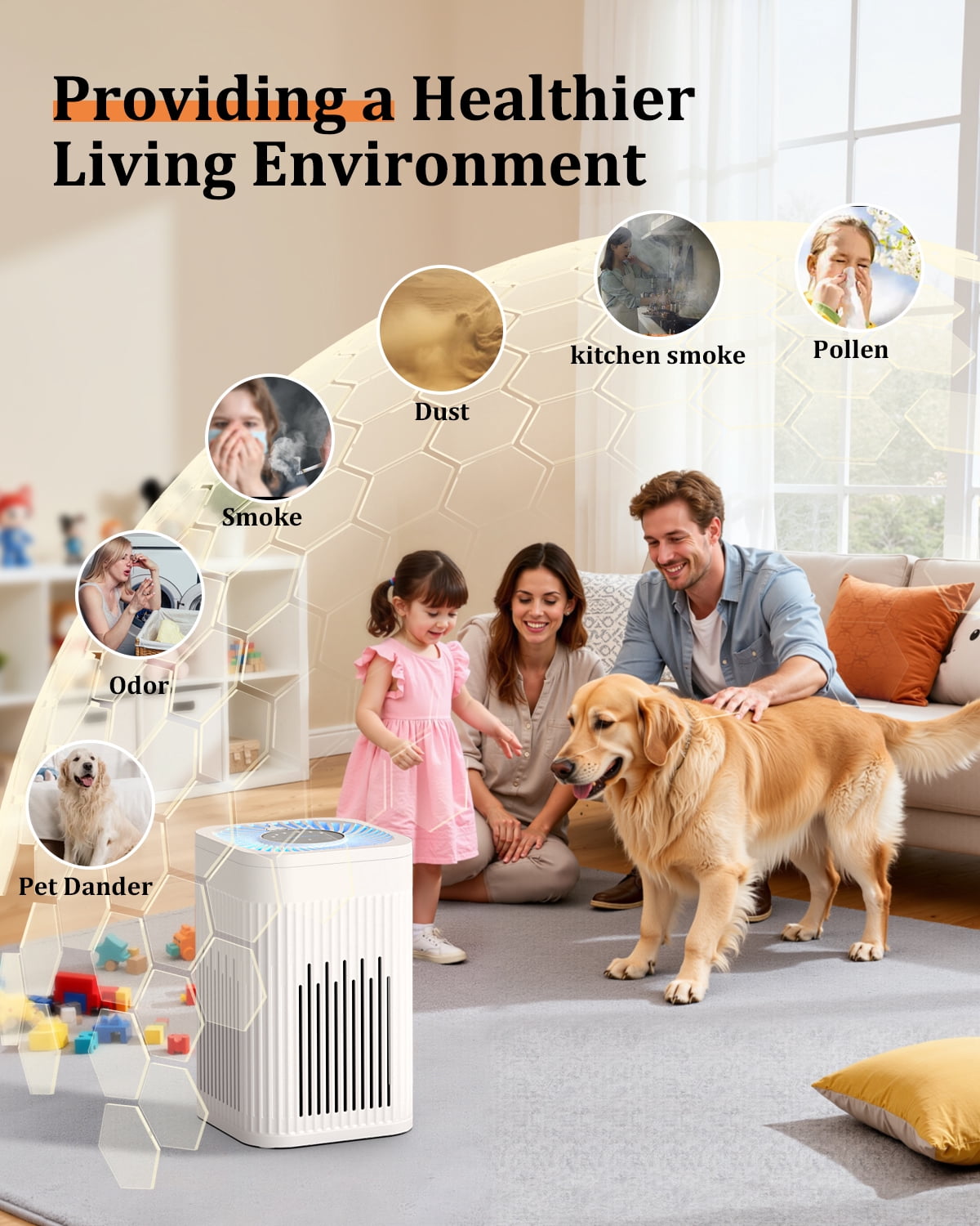 AIRFIRE Air Purifier H13 HEPA for Allergies & Pets, 975 Sq.ft, Quiet