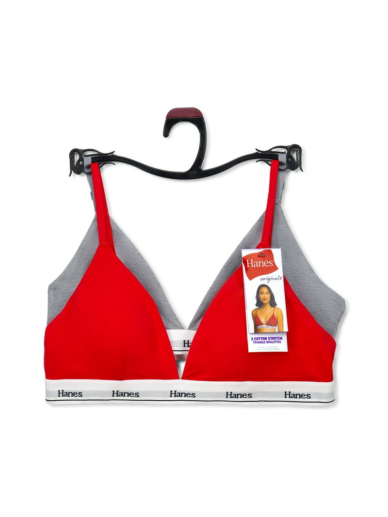 Hanes Originals Women's Stretch Triangle Bra, 2-Pack