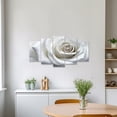 thumbnail image 3 of ZHONGYUTONG White Rose Canvas Wall Art 5 Pieces Blooming Flower Water Drops Painting Prints (16"x24"x2pcs 16"x32"x2pcs 16"x40"x1pcs), 3 of 6