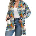 thumbnail image 2 of Women's Fall and Winter Fashion Casual Print Long Sleeve Mid-Length Cardigan Jacket, Christmas Theme for Holiday Season,Sky Blue,XL, 2 of 6