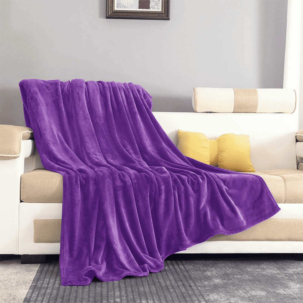 Howarmer Purple Fuzzy Bed Blanket, Throw Twin Soft Flannel Fleece Blankets, All Season Lightweight Warm Bed Throws, 60 x 80 Inch