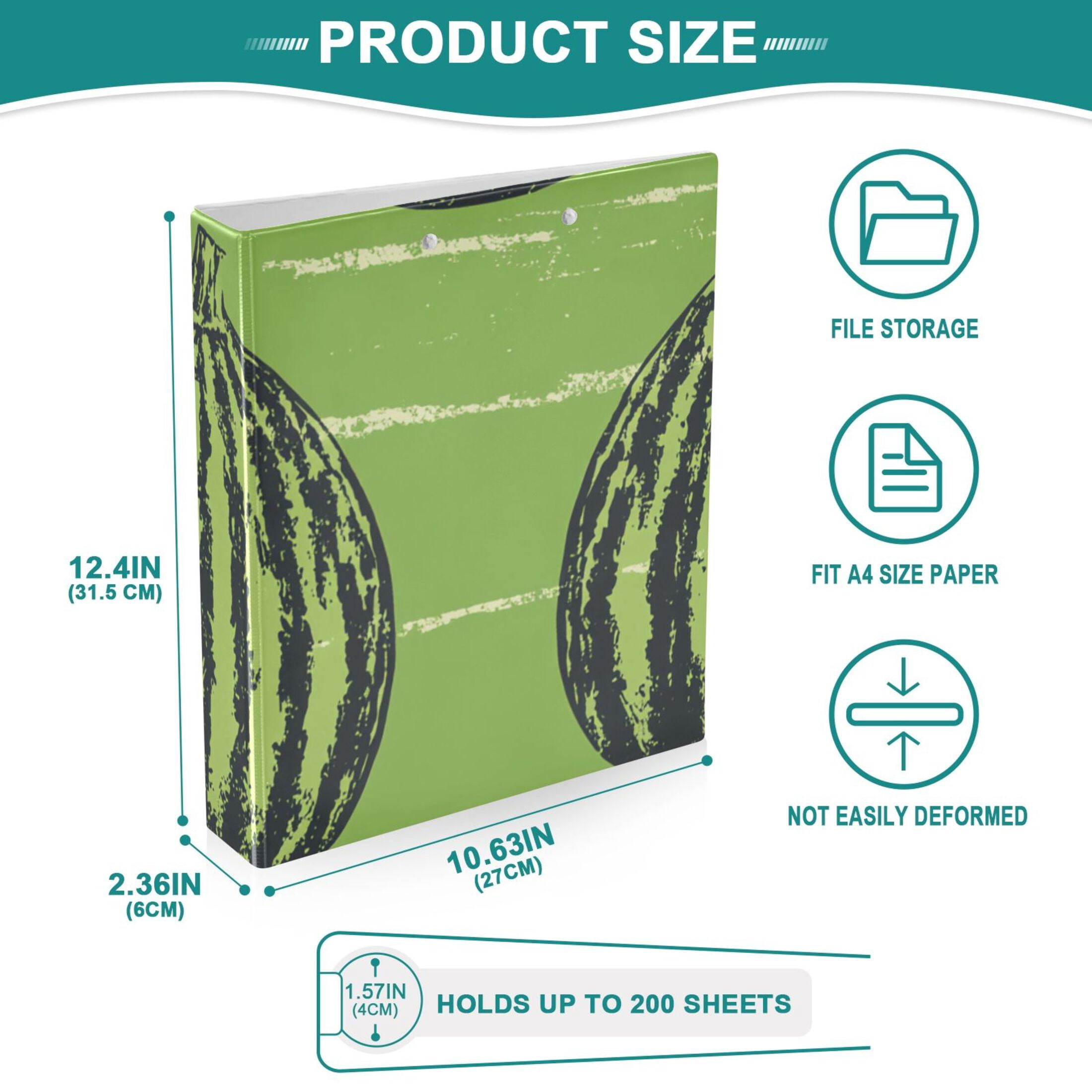 Watermelons 3 Ring Binders 1.5 inch Hardcover File Folders with Interior Pockets A4 Size Organizer for School Office Hospital Set of 2