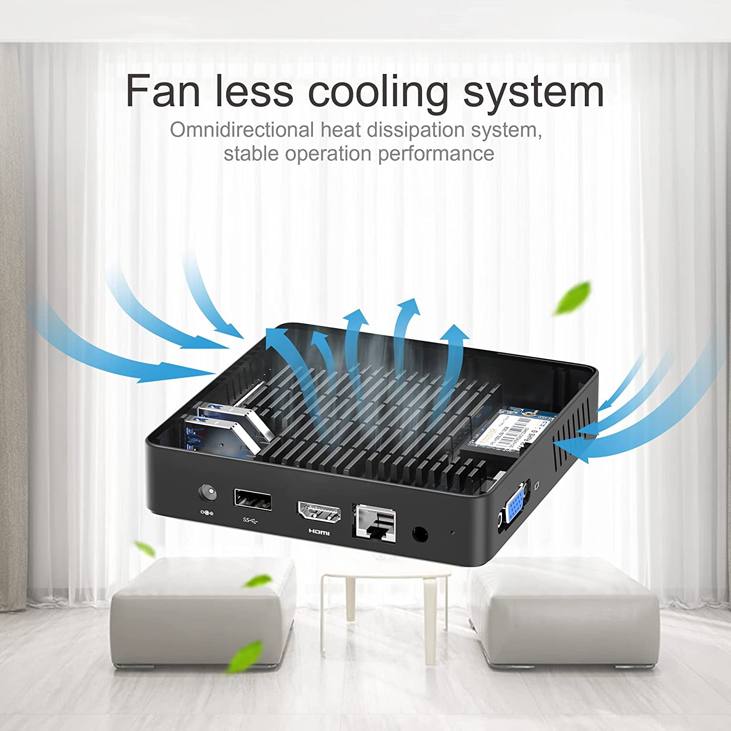MINISFORUM N40 Mini PC Fanless Silent Desktop Computer 4GB RAM, 64GB eMMC Micro PC, Celeron N4020 up to 2.8GHz, 1000M LAN, HDMI&VGA, Support Auto Power On Mini Computer