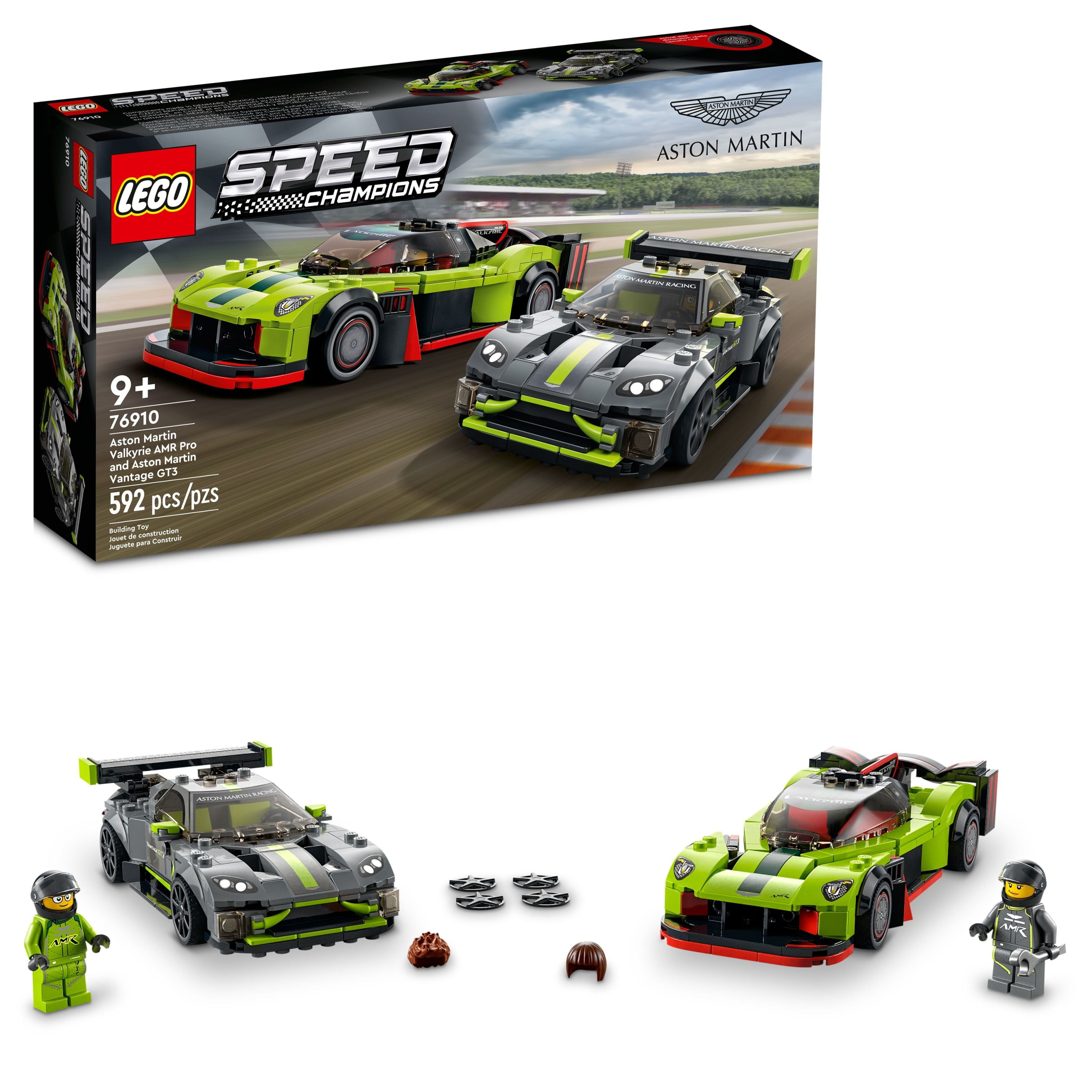 LEGO Speed Champions Aston Martin Valkyrie AMR Pro & Vantage GT3 2 76910 Race Car Toys, Collectible Cars Models Set, 2022 Collection
