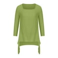 thumbnail image 5 of WREESH Womens Cotton Linen Shirts Loose Casual Spring/Summer Solid Fashion 3/4 Sleeve T-Shirt Blouse Tops Green, 5 of 6
