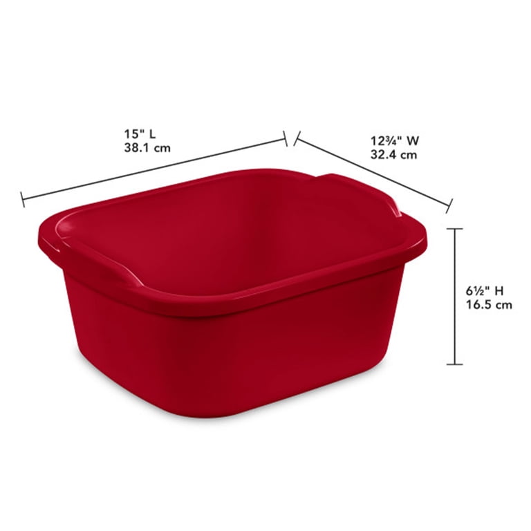 Sterilite 12 Qt Sink Dish Washing Pan, Red 8-Pack photo 3