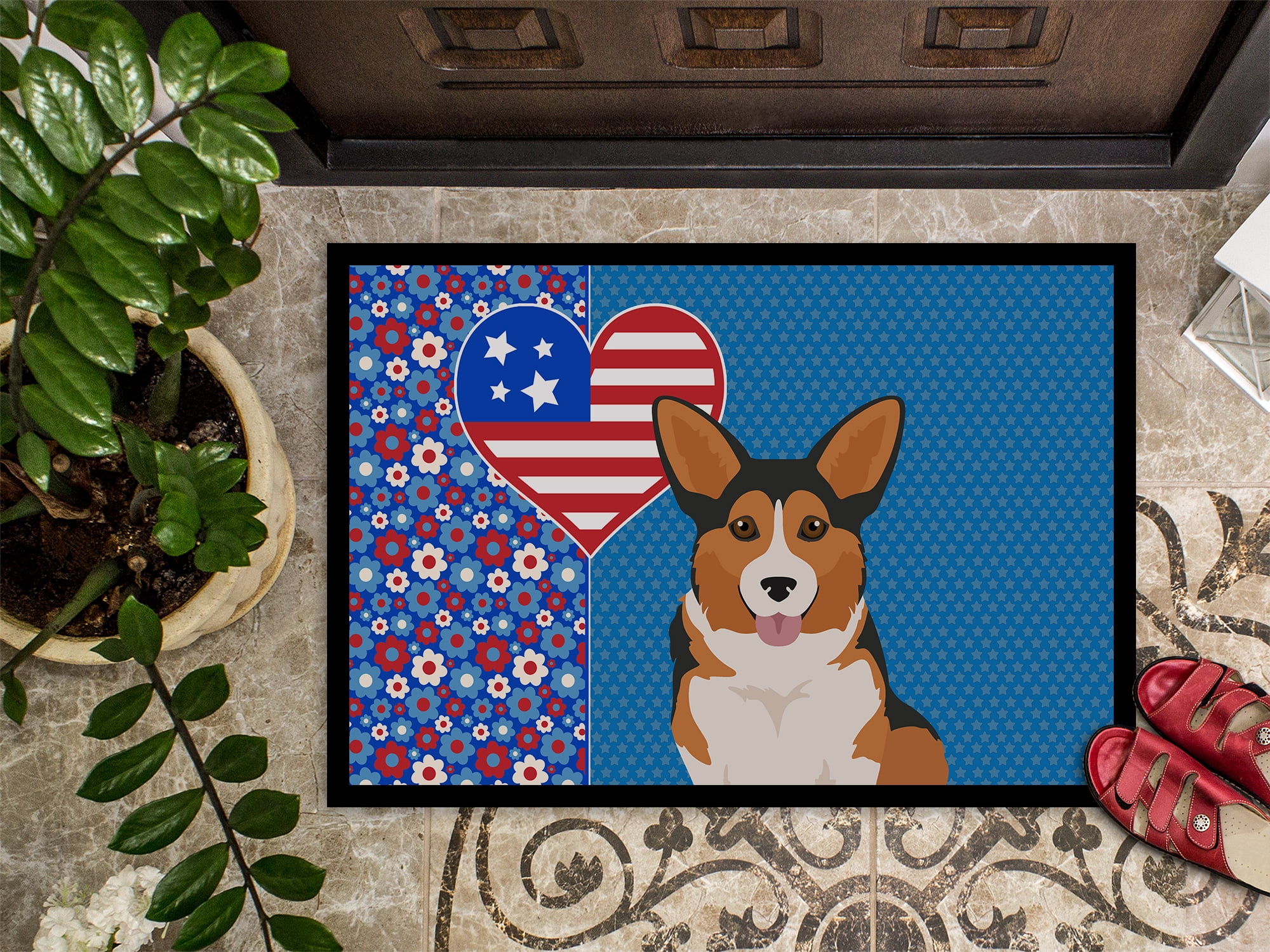 Sable Pembroke Corgi Indoor or Outdoor Mat 24x36 36 in x 24 in