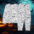 thumbnail image 2 of Halloween Pajamas Set Girls Boys Comfy Color Pajamas 2-piece Pajama Set Crew Neck Top with Pajamas Pants, 2 of 4