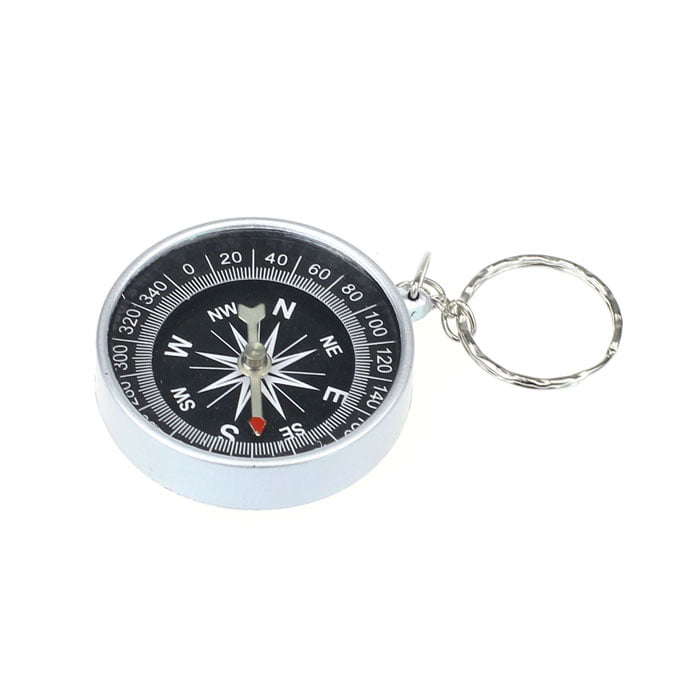 Silver Mini Portable Pocket Compass For Camping Hiking Navigation KEY RING ZY 