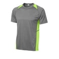 thumbnail image 5 of Sport-Tek ST361 Mens Heather Colorblock Contender Tees, Vintage Heather & Lime Shock - 4XL, 5 of 6