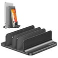 thumbnail image 1 of Soporte vertical para laptop OMOTON ajustable de aluminio, 3 ranuras, negro, 1 of 8